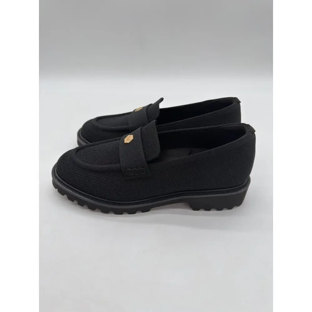 Vivaia Francesca Platform Chunky Heel Penny Minimalist Preppy Black Loafer 10.5